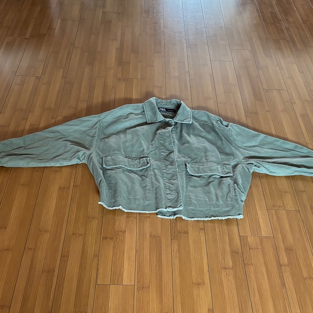 Zara Olive Green Cropped Jacket